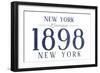 New York, New York - Established Date (Blue)-Lantern Press-Framed Art Print