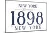 New York, New York - Established Date (Blue)-Lantern Press-Mounted Art Print