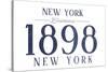 New York, New York - Established Date (Blue)-Lantern Press-Stretched Canvas