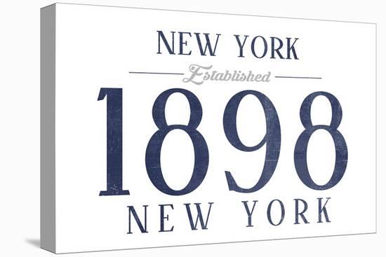New York, New York - Established Date (Blue)-Lantern Press-Stretched Canvas