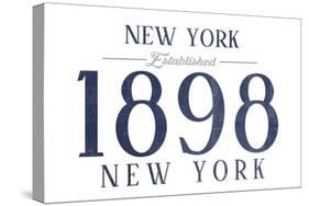 New York, New York - Established Date (Blue)-Lantern Press-Stretched Canvas