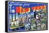 New York, New York - Large Letter Scenes, World's Fair-Lantern Press-Framed Stretched Canvas