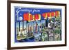 New York, New York - Large Letter Scenes, World's Fair-Lantern Press-Framed Premium Giclee Print