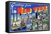 New York, New York - Large Letter Scenes, World's Fair-Lantern Press-Framed Stretched Canvas