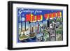 New York, New York - Large Letter Scenes, World's Fair-Lantern Press-Framed Art Print