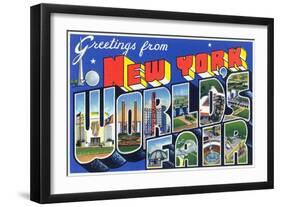 New York, New York - Large Letter Scenes, World's Fair-Lantern Press-Framed Art Print