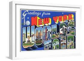 New York, New York - Large Letter Scenes, World's Fair-Lantern Press-Framed Art Print