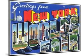 New York, New York - Large Letter Scenes, World's Fair-Lantern Press-Mounted Art Print