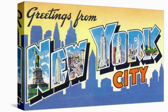 New York, New York - Large Letter Scenes-Lantern Press-Stretched Canvas