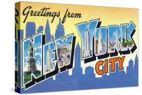 New York, New York - Large Letter Scenes-Lantern Press-Stretched Canvas