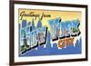 New York, New York - Large Letter Scenes-Lantern Press-Framed Premium Giclee Print