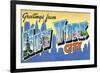 New York, New York - Large Letter Scenes-Lantern Press-Framed Premium Giclee Print