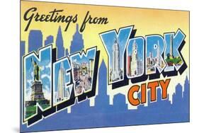 New York, New York - Large Letter Scenes-Lantern Press-Mounted Premium Giclee Print