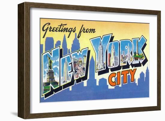 New York, New York - Large Letter Scenes-Lantern Press-Framed Art Print