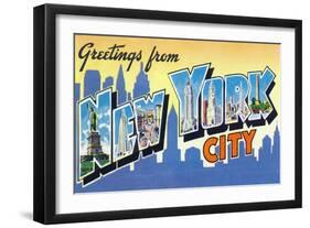 New York, New York - Large Letter Scenes-Lantern Press-Framed Art Print