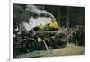 New York, New York - Observing a Steam Powered Fire Engine-Lantern Press-Framed Art Print