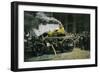 New York, New York - Observing a Steam Powered Fire Engine-Lantern Press-Framed Art Print