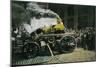 New York, New York - Observing a Steam Powered Fire Engine-Lantern Press-Mounted Art Print