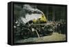 New York, New York - Observing a Steam Powered Fire Engine-Lantern Press-Framed Stretched Canvas