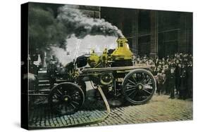 New York, New York - Observing a Steam Powered Fire Engine-Lantern Press-Stretched Canvas