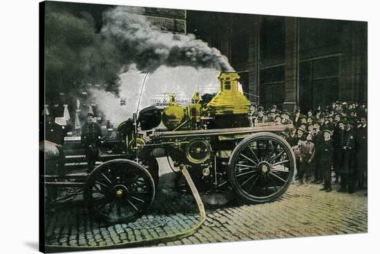 New York, New York - Observing a Steam Powered Fire Engine-Lantern Press-Stretched Canvas