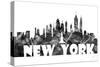 New York New York Skyline BG 2-Marlene Watson-Stretched Canvas