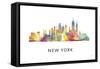 New York New York Skyline-Marlene Watson-Framed Stretched Canvas