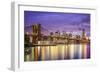 New York, New York, USA City Skyline with the Brooklyn Bridge and Manhattan Financial District Over-SeanPavonePhoto-Framed Premium Photographic Print