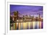 New York, New York, USA City Skyline with the Brooklyn Bridge and Manhattan Financial District Over-SeanPavonePhoto-Framed Photographic Print