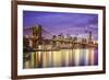 New York, New York, USA City Skyline with the Brooklyn Bridge and Manhattan Financial District Over-SeanPavonePhoto-Framed Photographic Print