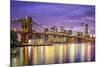 New York, New York, USA City Skyline with the Brooklyn Bridge and Manhattan Financial District Over-SeanPavonePhoto-Mounted Photographic Print