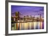 New York, New York, USA City Skyline with the Brooklyn Bridge and Manhattan Financial District Over-SeanPavonePhoto-Framed Photographic Print