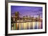 New York, New York, USA City Skyline with the Brooklyn Bridge and Manhattan Financial District Over-SeanPavonePhoto-Framed Photographic Print
