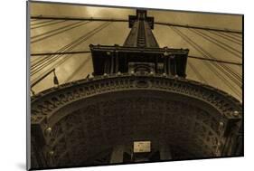 NEW YORK, NEW YORK, USA - Looking up at Manhattan Bridge - Sepia treatment-Panoramic Images-Mounted Photographic Print