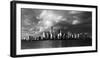 NEW YORK, NEW YORK, USA - New York City Spectacular Sunset fin black and white focuses on One Wo...-Panoramic Images-Framed Photographic Print