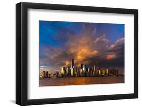 NEW YORK, NEW YORK, USA - New York City Spectacular Sunset focuses on One World Trade Tower, Fre...-Panoramic Images-Framed Photographic Print