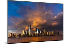 NEW YORK, NEW YORK, USA - New York City Spectacular Sunset focuses on One World Trade Tower, Fre...-Panoramic Images-Mounted Photographic Print