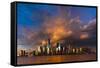 NEW YORK, NEW YORK, USA - New York City Spectacular Sunset focuses on One World Trade Tower, Fre...-Panoramic Images-Framed Stretched Canvas