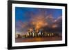 NEW YORK, NEW YORK, USA - New York City Spectacular Sunset focuses on One World Trade Tower, Fre...-Panoramic Images-Framed Photographic Print