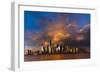 NEW YORK, NEW YORK, USA - New York City Spectacular Sunset focuses on One World Trade Tower, Fre...-Panoramic Images-Framed Photographic Print