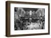 New York, New York, USA - Passengers walking in great hall of Grand Central Station in black and...-Panoramic Images-Framed Photographic Print