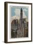 New York, NY - Broadway Showing Woolworth Building-Lantern Press-Framed Art Print