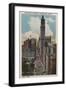 New York, NY - Broadway Showing Woolworth Building-Lantern Press-Framed Art Print