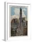 New York, NY - Broadway Showing Woolworth Building-Lantern Press-Framed Art Print