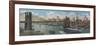 New York, NY - Brooklyn Bridge and New York Skyline-Lantern Press-Framed Art Print