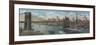 New York, NY - Brooklyn Bridge and New York Skyline-Lantern Press-Framed Premium Giclee Print