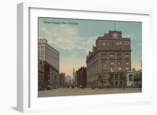 New York, NY - Cooper Square View-Lantern Press-Framed Art Print