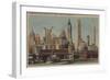 New York, NY - Downtown Skyline from Staten Island-Lantern Press-Framed Art Print