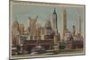 New York, NY - Downtown Skyline from Staten Island-Lantern Press-Mounted Art Print