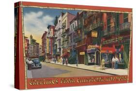 New York, NY - Greetings From Chinatown NYC-Lantern Press-Stretched Canvas